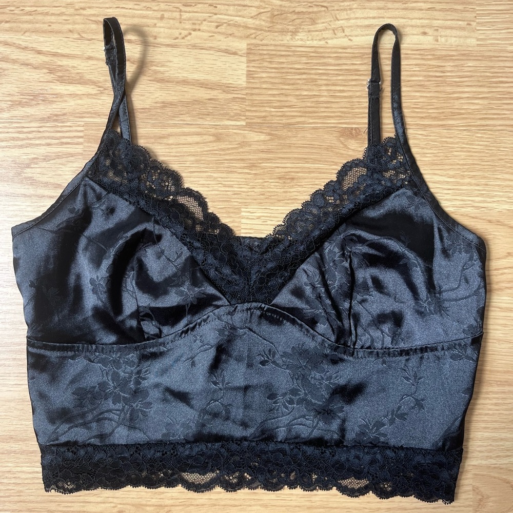 Thrifted Black Lace Jacquared Cami